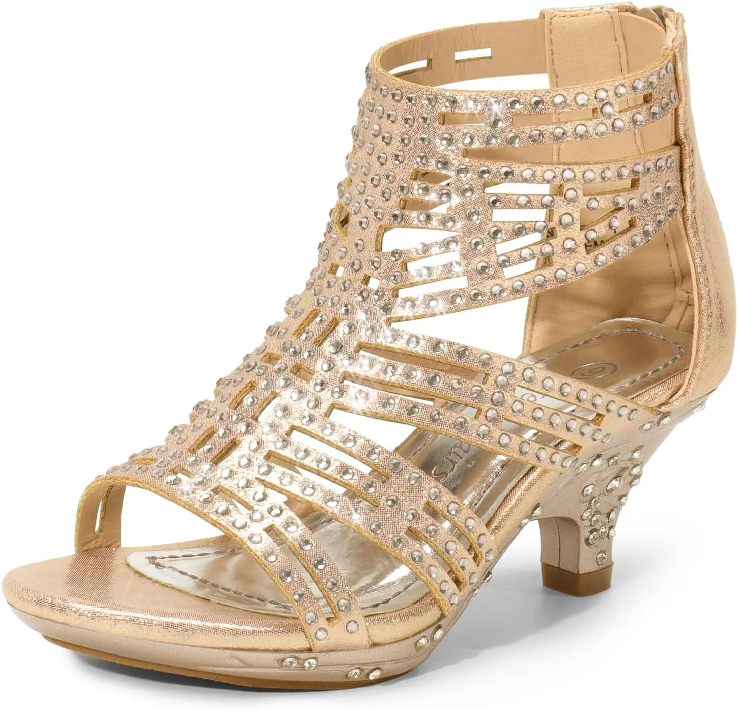 DREAM PAIRS Girls Sandals Low Heel Dress Pump Sandals