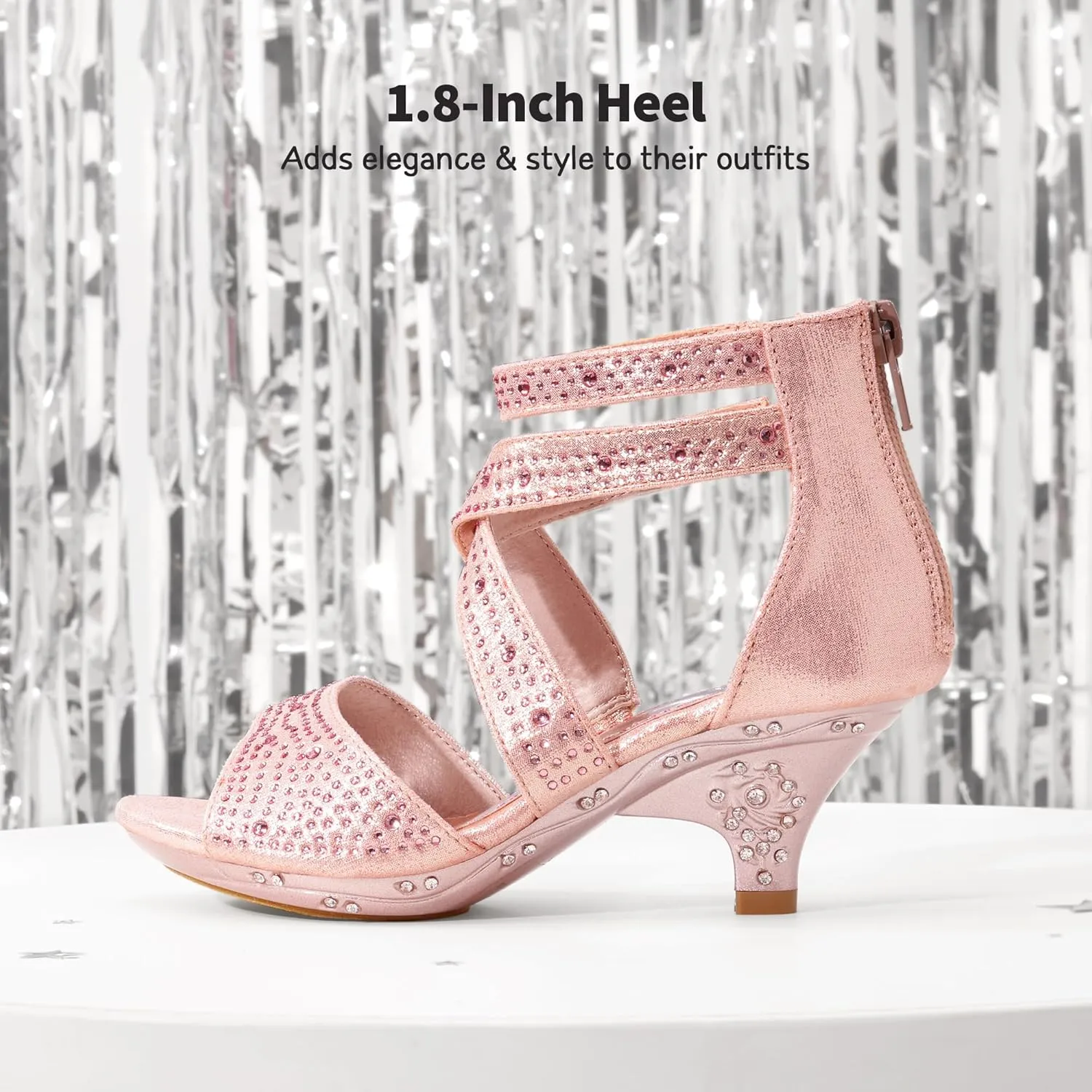 DREAM PAIRS Girls Sandals Low Heel Dress Pump Sandals