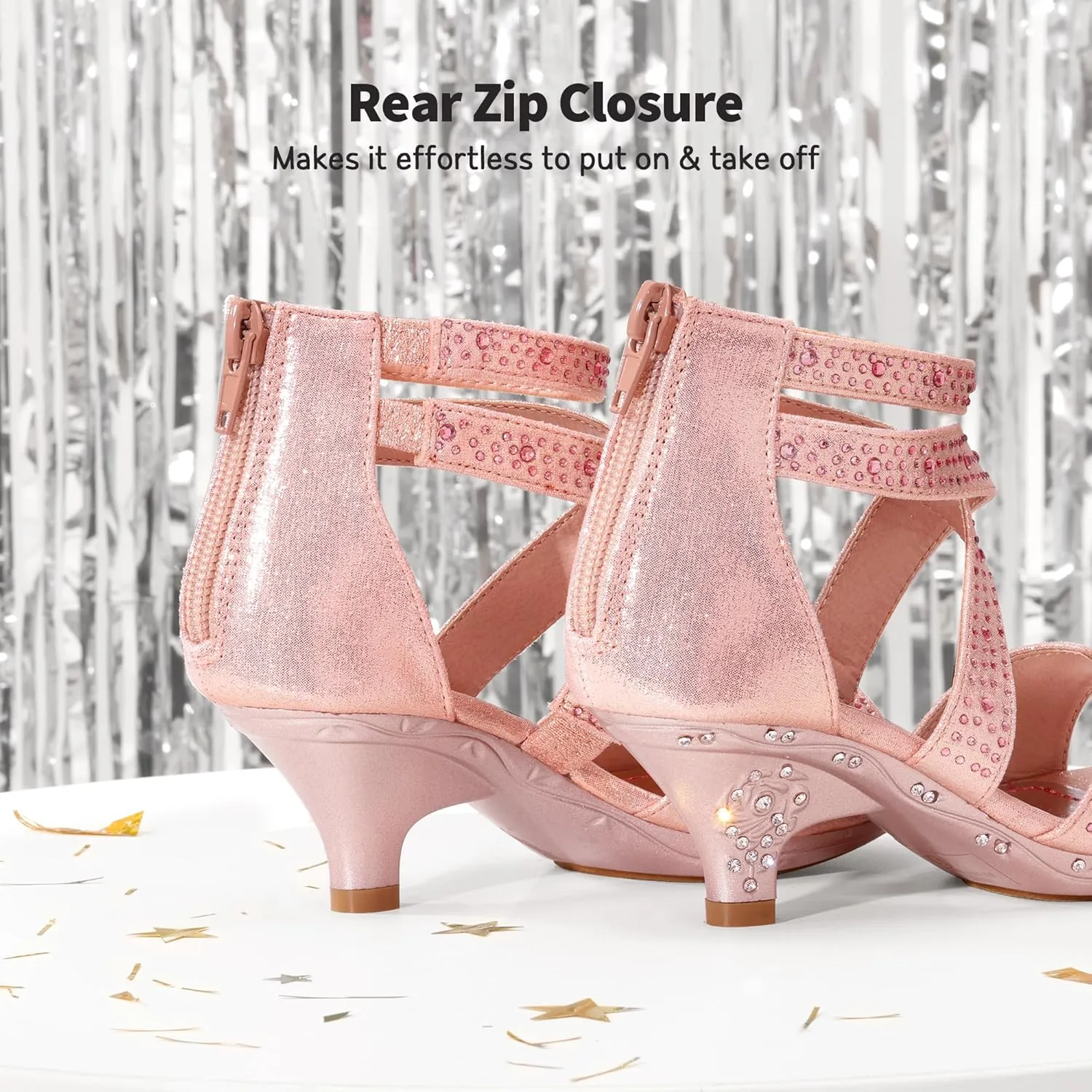DREAM PAIRS Girls Sandals Low Heel Dress Pump Sandals