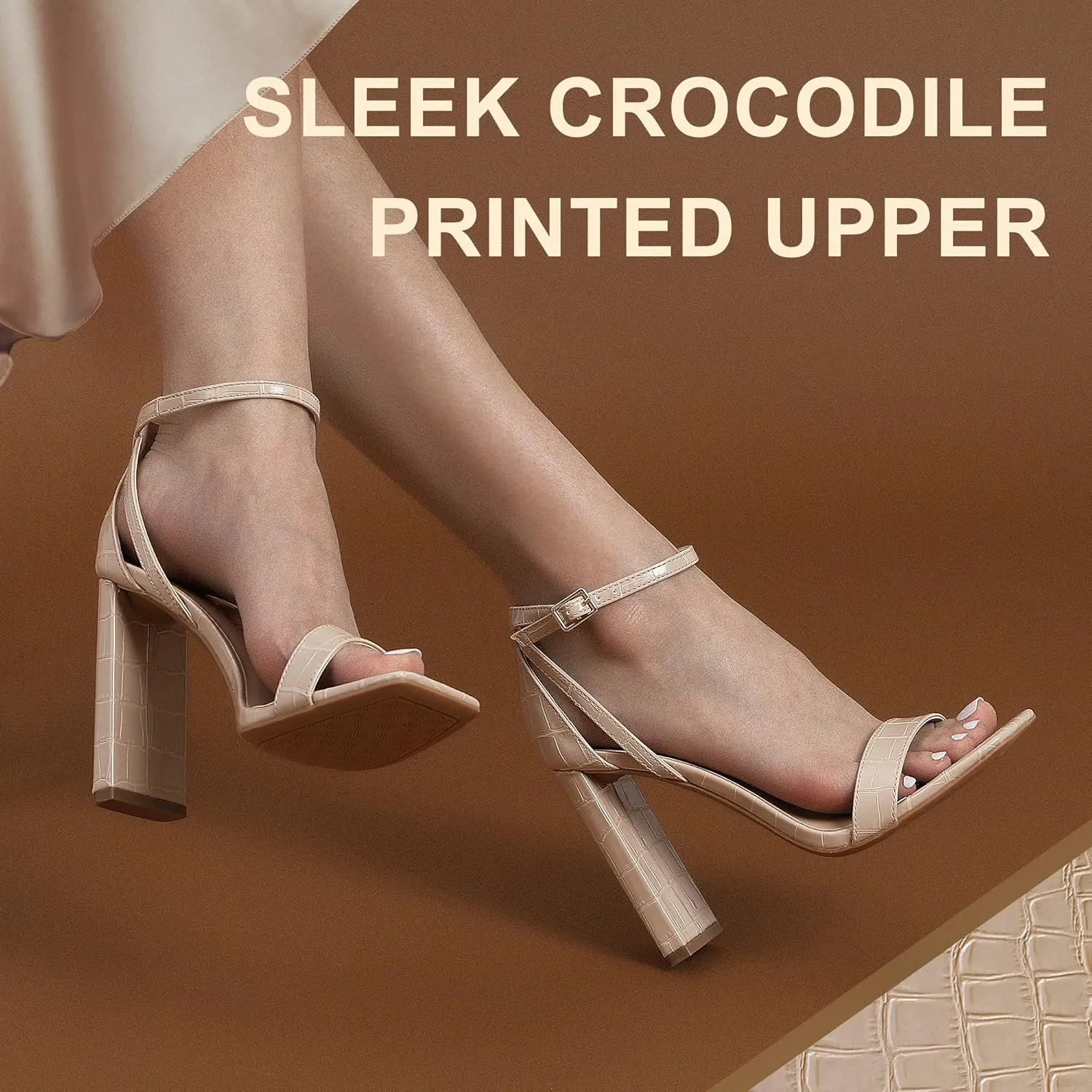 DREAM PAIRS High Heels Chunky Block Square Toe Heels for Women Dressy Open Toe Heel Sandals