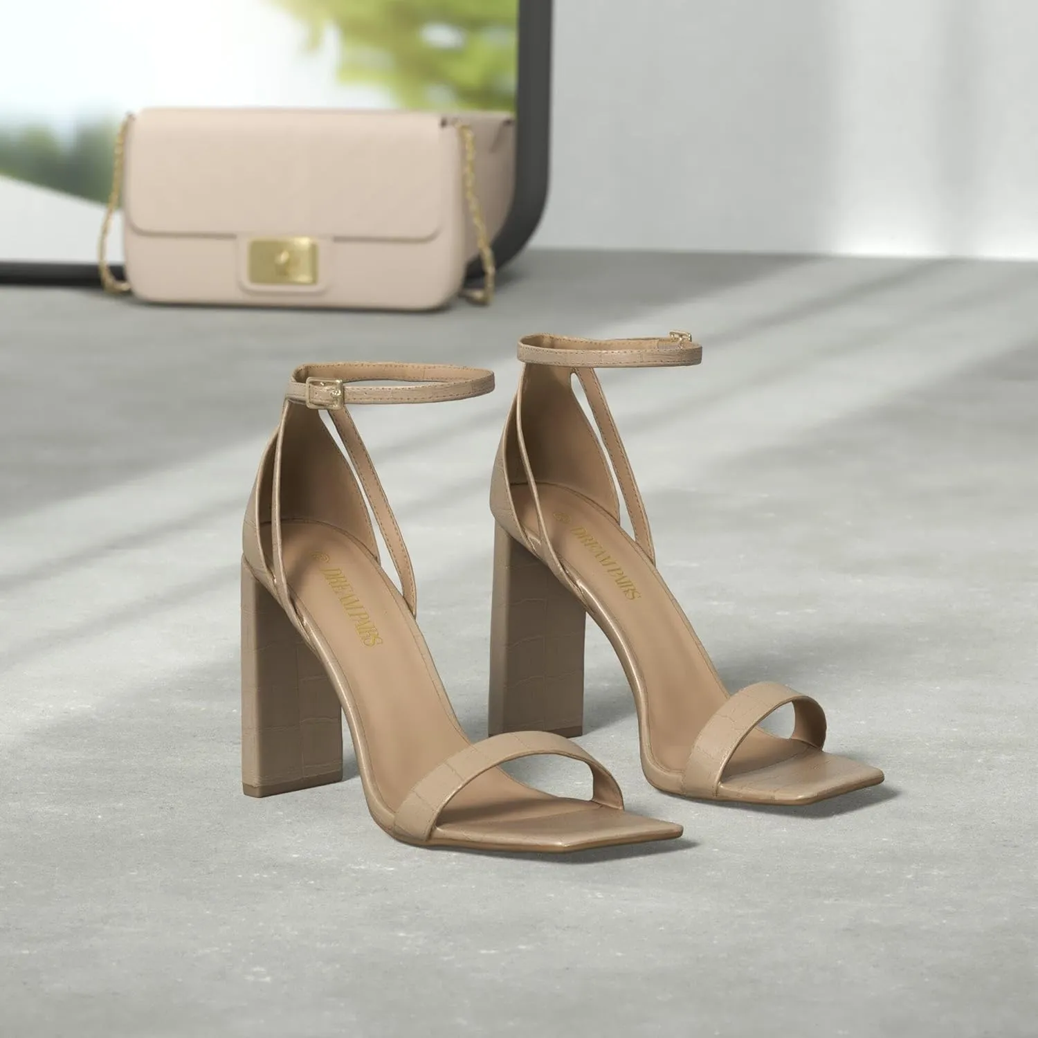 DREAM PAIRS High Heels Chunky Block Square Toe Heels for Women Dressy Open Toe Heel Sandals