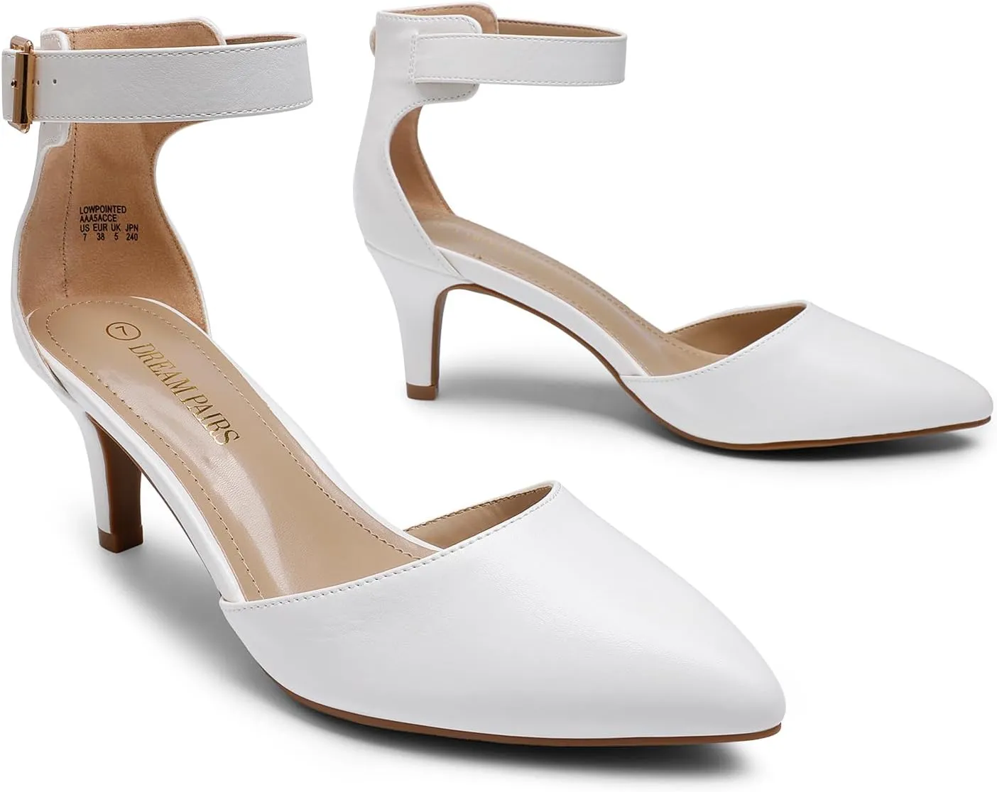 DREAM PAIRS Kitten Heel Low Heel for Women Closed Pointed Toe Pumps Wedding Party Sexy Dress Shoes Lowpointed