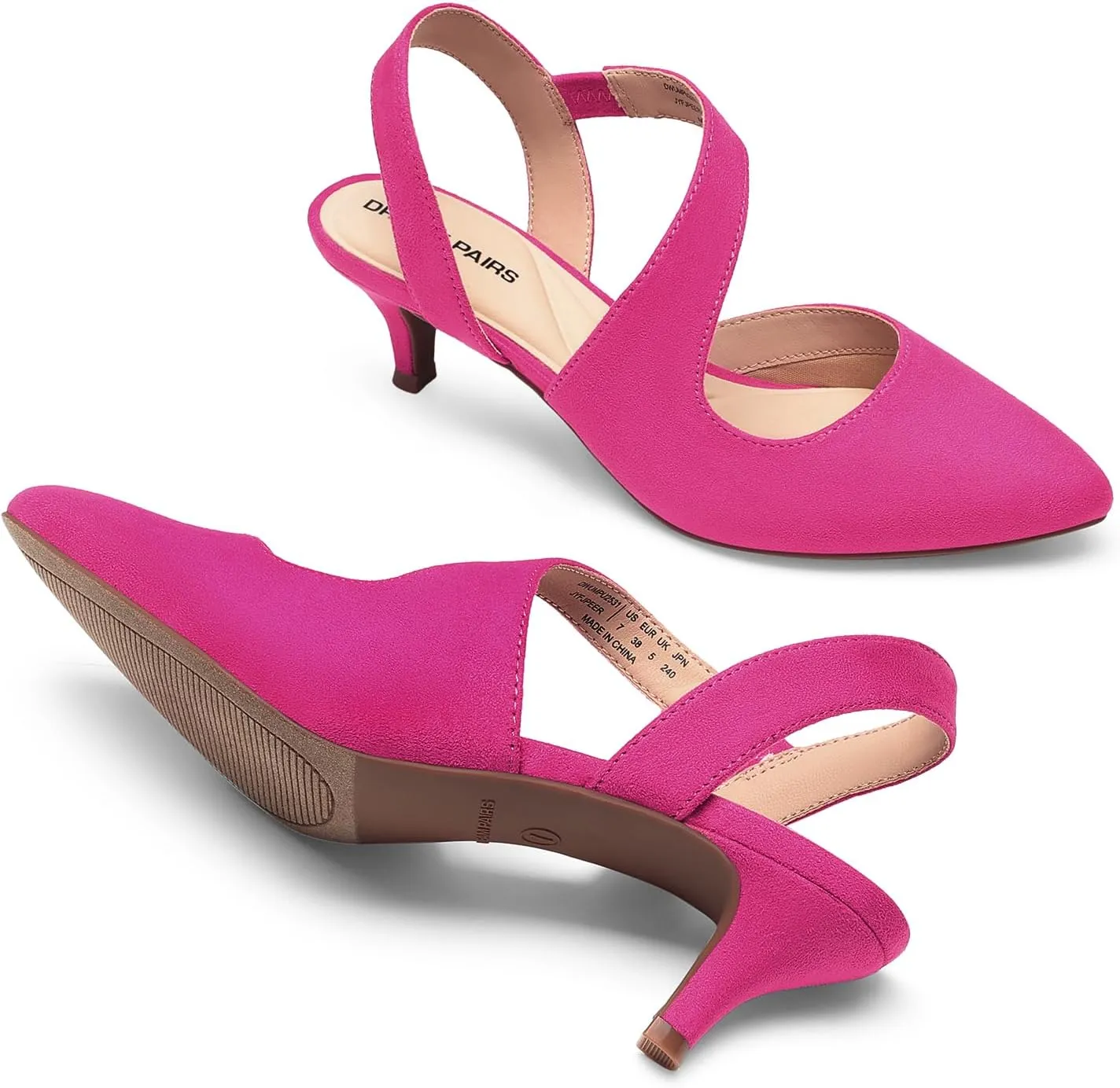 DREAM PAIRS Kitten Heels for Women Closed Toe Pointed Toe Low Heel Strappy Pumps Party Dance Wedding Dress Shoes for Women