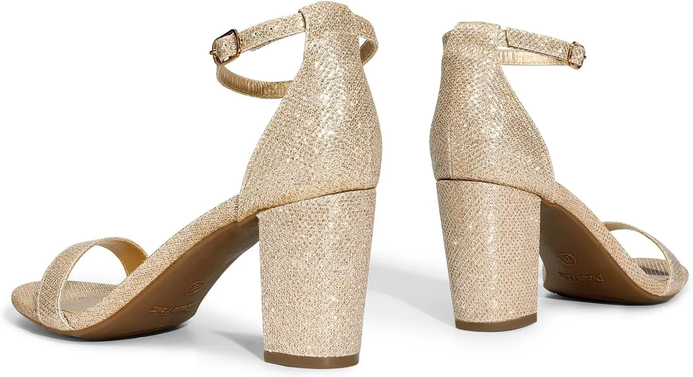DREAM PAIRS Women's Chunk Low Heel Pump Sandals