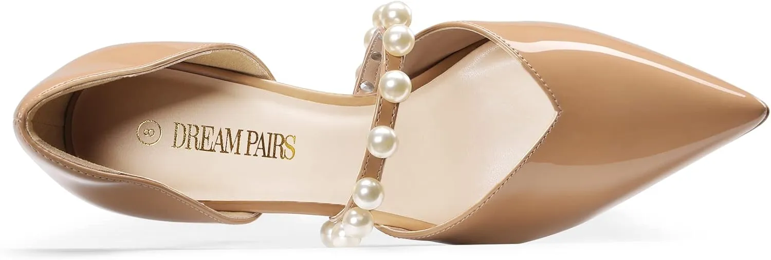 DREAM PAIRS Women's Closed Toe High Heels Stiletto Pointed Toe Strappy Pearl Elegant D'Orsay Dress Wedding Party Pumps Shoes