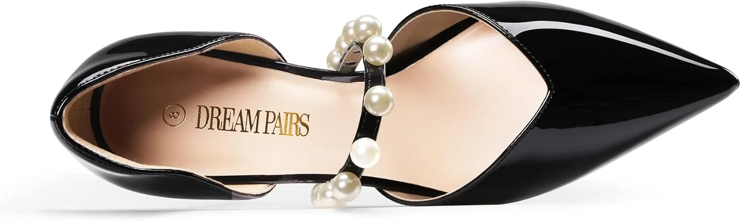 DREAM PAIRS Women's Closed Toe High Heels Stiletto Pointed Toe Strappy Pearl Elegant D'Orsay Dress Wedding Party Pumps Shoes