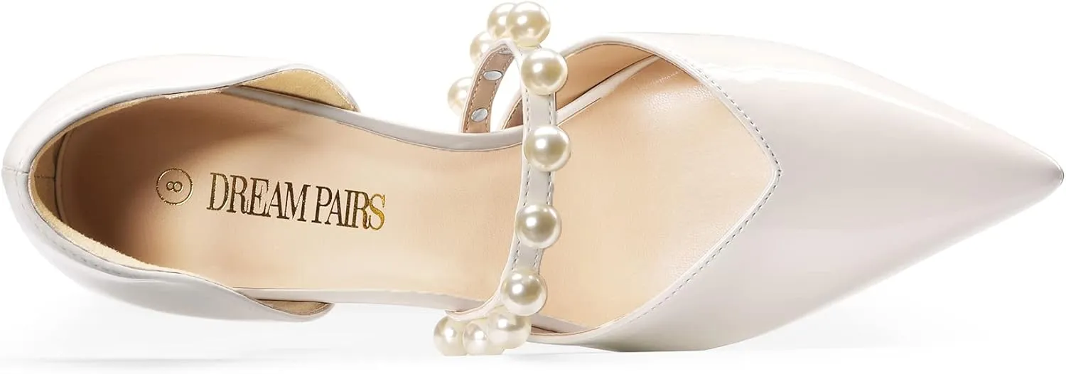 DREAM PAIRS Women's Closed Toe High Heels Stiletto Pointed Toe Strappy Pearl Elegant D'Orsay Dress Wedding Party Pumps Shoes