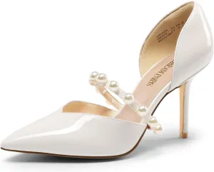 DREAM PAIRS Women's Closed Toe High Heels Stiletto Pointed Toe Strappy Pearl Elegant D'Orsay Dress Wedding Party Pumps Shoes