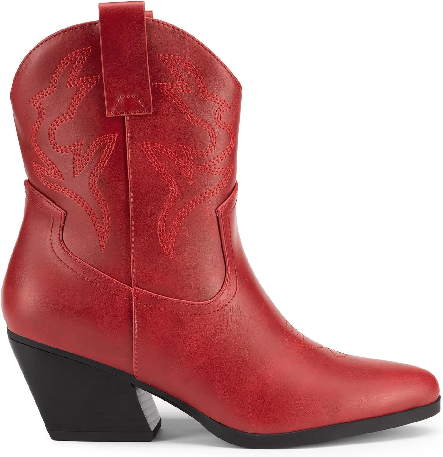 DREAM PAIRS Women's Cowboy Cowgirl Boots Embroidered Stitched Short Western Boots Low Chunky Heel Pointed Toe Ankle Booties
