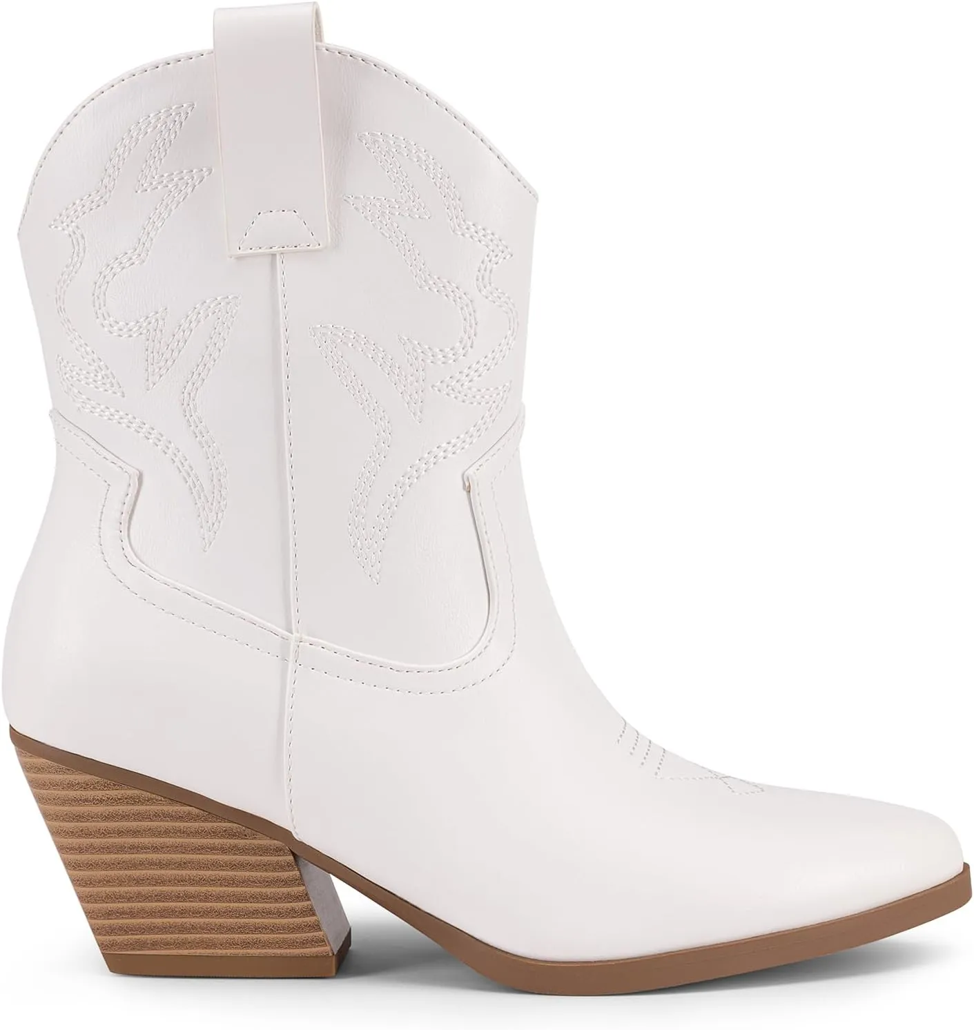 DREAM PAIRS Women's Cowboy Cowgirl Boots Embroidered Stitched Short Western Boots Low Chunky Heel Pointed Toe Ankle Booties