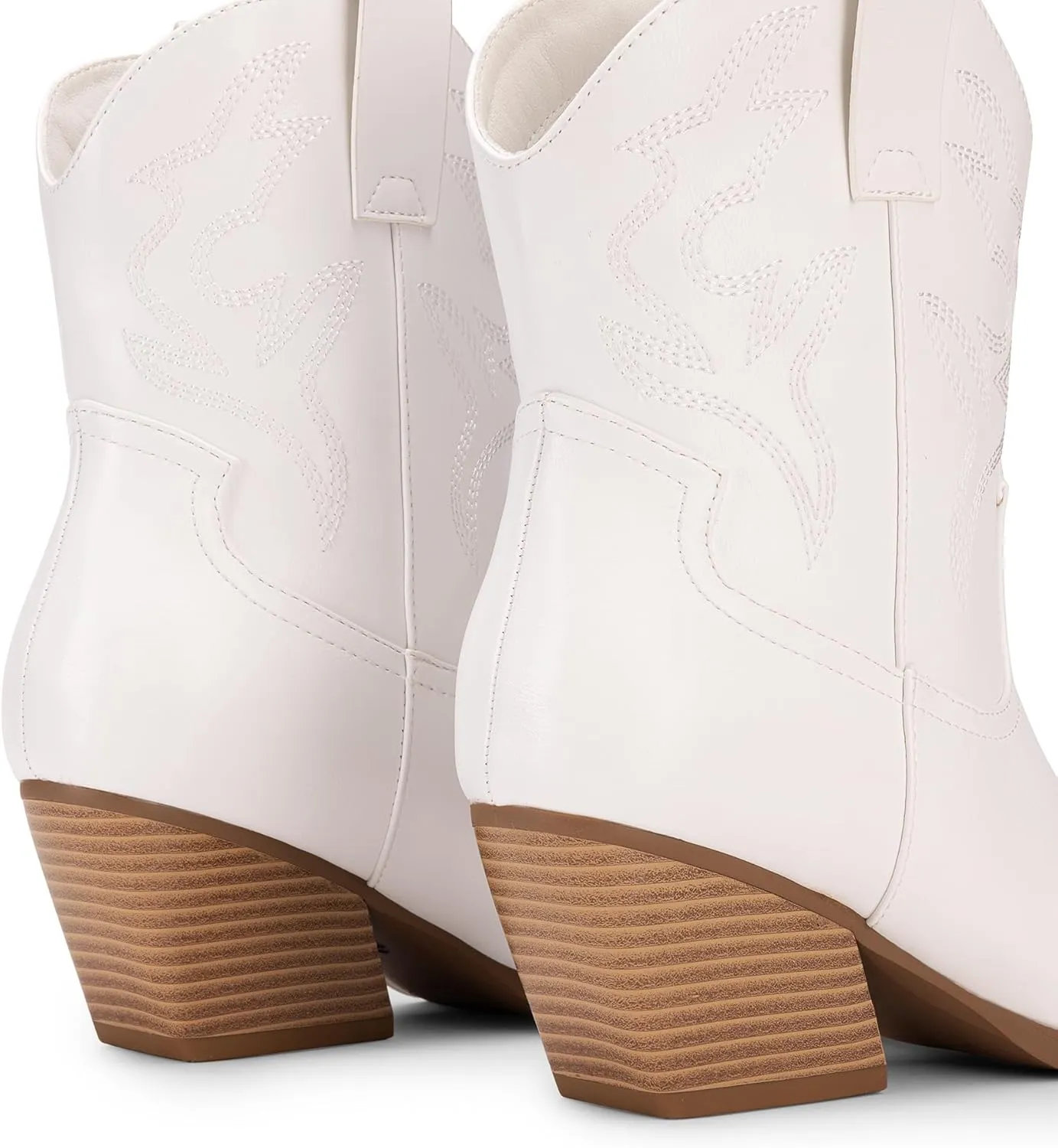 DREAM PAIRS Women's Cowboy Cowgirl Boots Embroidered Stitched Short Western Boots Low Chunky Heel Pointed Toe Ankle Booties