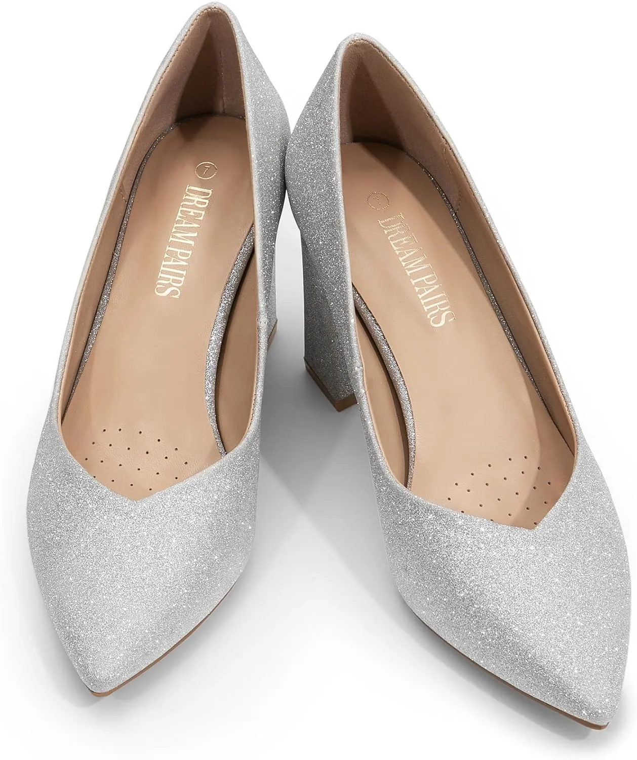 DREAM PAIRS Women’s High Chunky Closed Toe Block Heels Pointed Toe Wedding Party Elegant Slip On Pumps Shoes