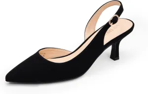 DREAM PAIRS Women's Kitten Heels Slingback Closed Pointed Toe Low Pumps Shoes Women Party Wedding Sexy Casual Dress Shoes