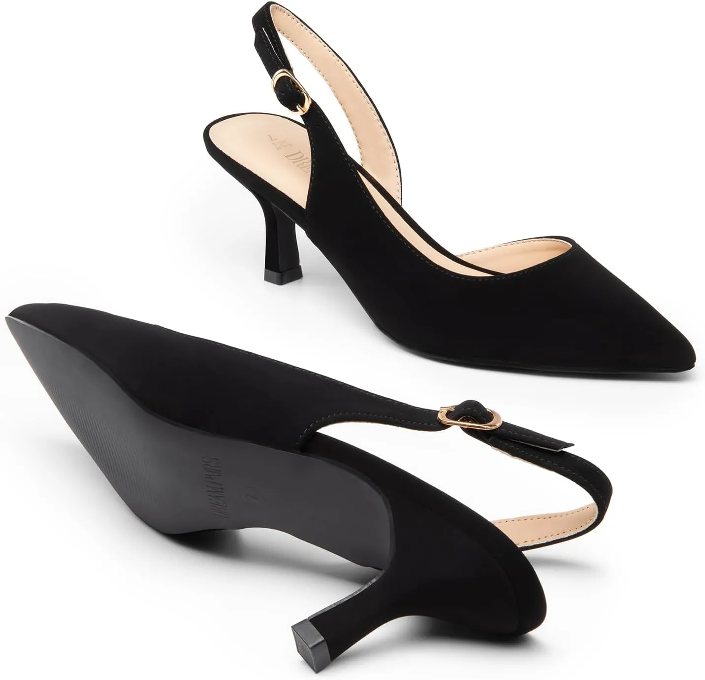 DREAM PAIRS Women's Kitten Heels Slingback Closed Pointed Toe Low Pumps Shoes Women Party Wedding Sexy Casual Dress Shoes