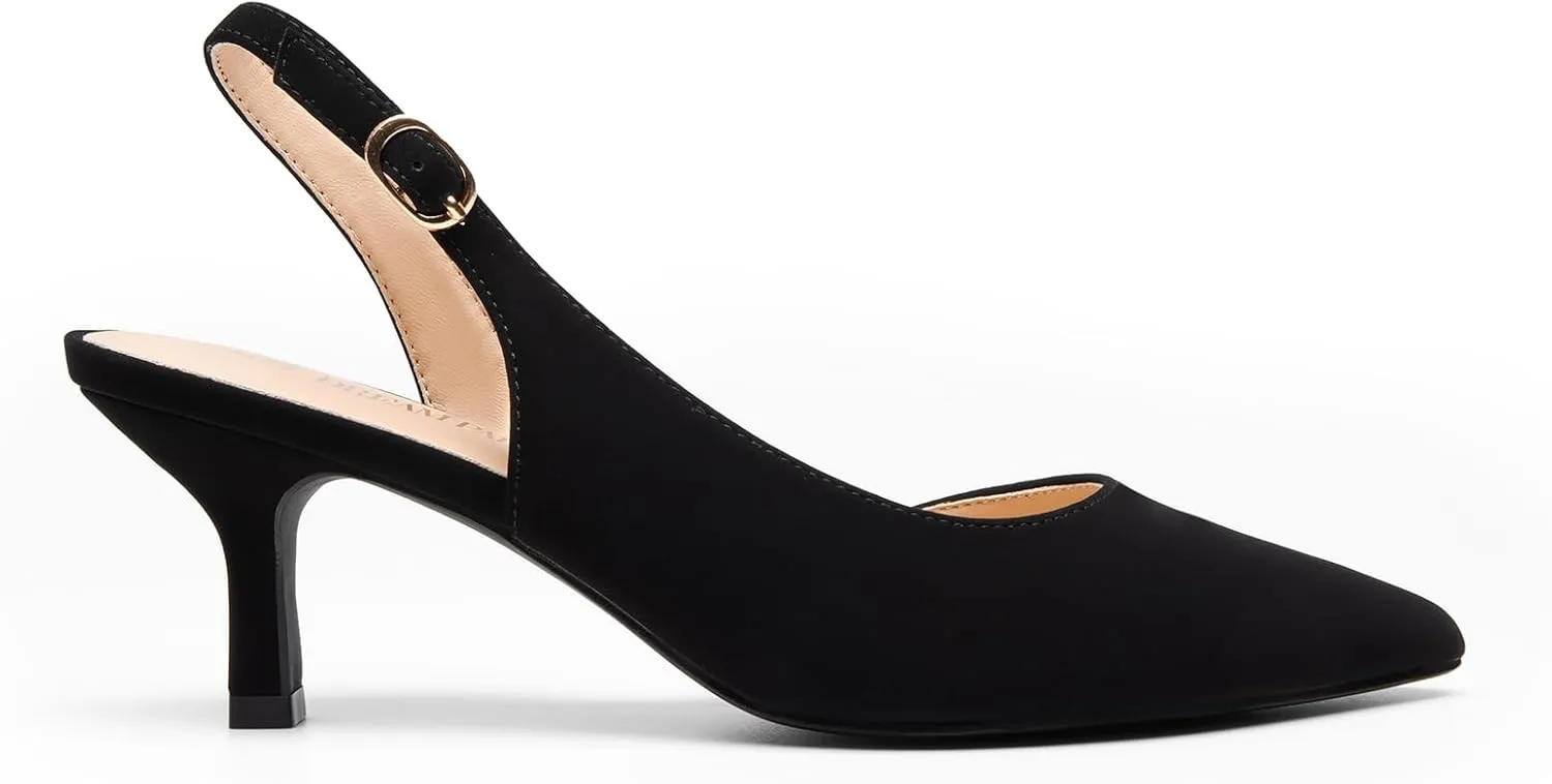 DREAM PAIRS Women's Kitten Heels Slingback Closed Pointed Toe Low Pumps Shoes Women Party Wedding Sexy Casual Dress Shoes