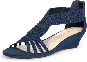 DREAM PAIRS Women's Open Toe Low Wedges Sandals Sparkly Rhinestone Strappy Zipper Weeding Dressy Elegant Summer Shoes for Lady