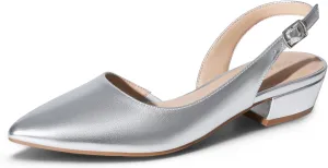 DREAM PAIRS Womens Slingback Kitten Low Block Heels Closed Pointed Toe Ankle Strap Elegant Dressy Pumps Wedding Party Dress Shoes for Women