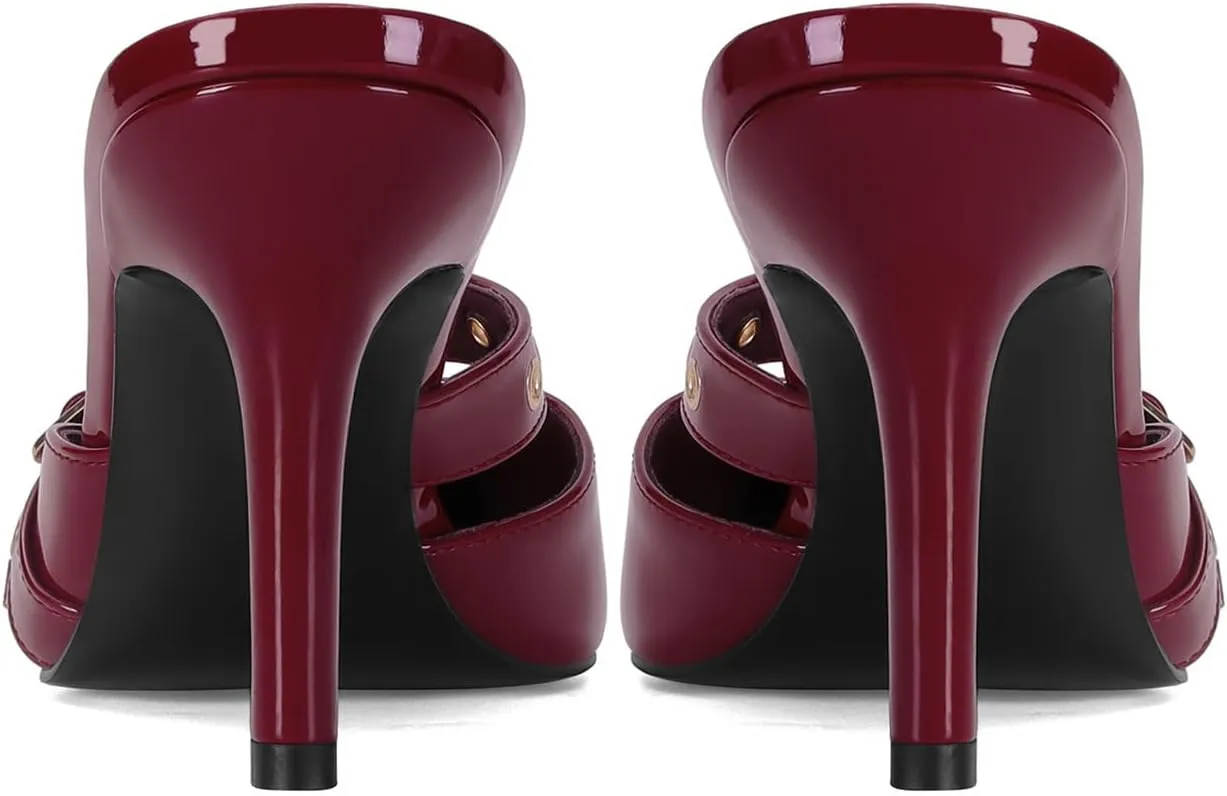 Dsevht Black Kitten Heels for Women Pointed Closed Toe Dressy Bow Heel Vintage Heeled Mules Sexy Pointy Studded Slip on Stiletto Pump Shoes