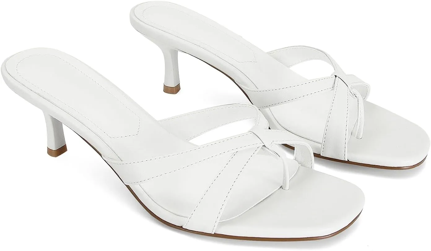 Dsevht Gold Kitten Heel Sandals for Women Flip Flop Strappy Mule heels Rounded Open Toe Heeled Thong Sandals Women
