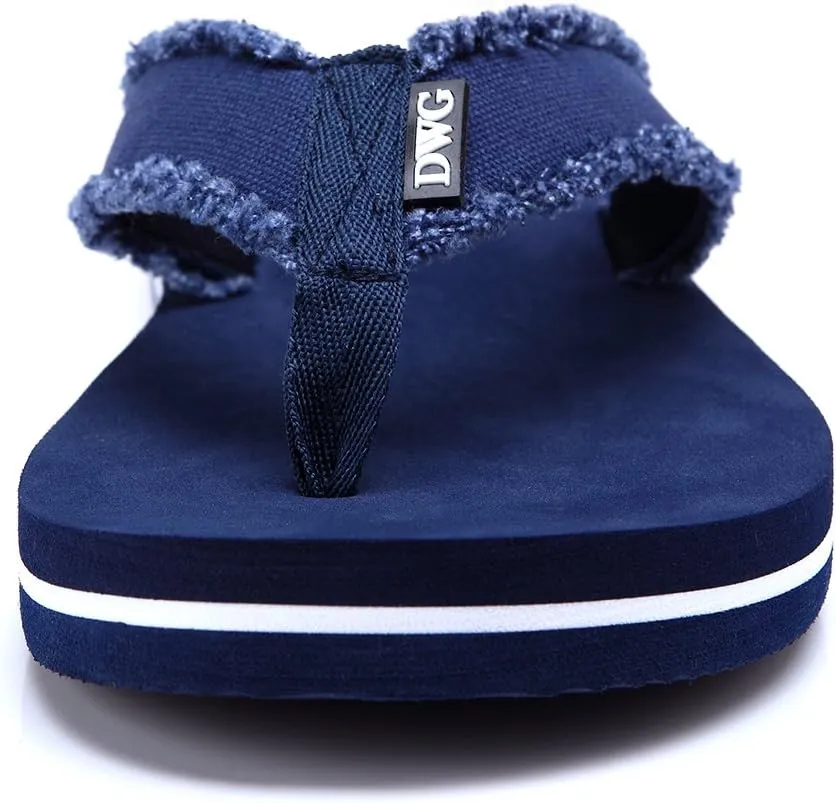 DWG Men's Soft Flip-Flop Sandals, Light Weight, Shock Proof, Non-Slip, Wide Sole, Canvas Strap, Comfort Thong Slippers for Indoor and Outdoor Beach,Size 8.5-14