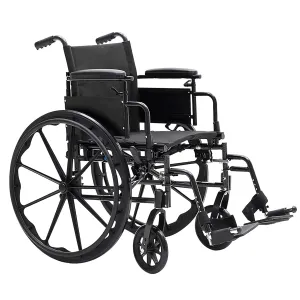Dynarex DynaRide Series 4 X-Lite Wheelchair with Foot Rest, Black Nylon Upholstery, and Weight Capacity of 300 Pounds, Silver Frame, 1 DynaRide Series 4 X-Lite Wheelchair with Foot Rest