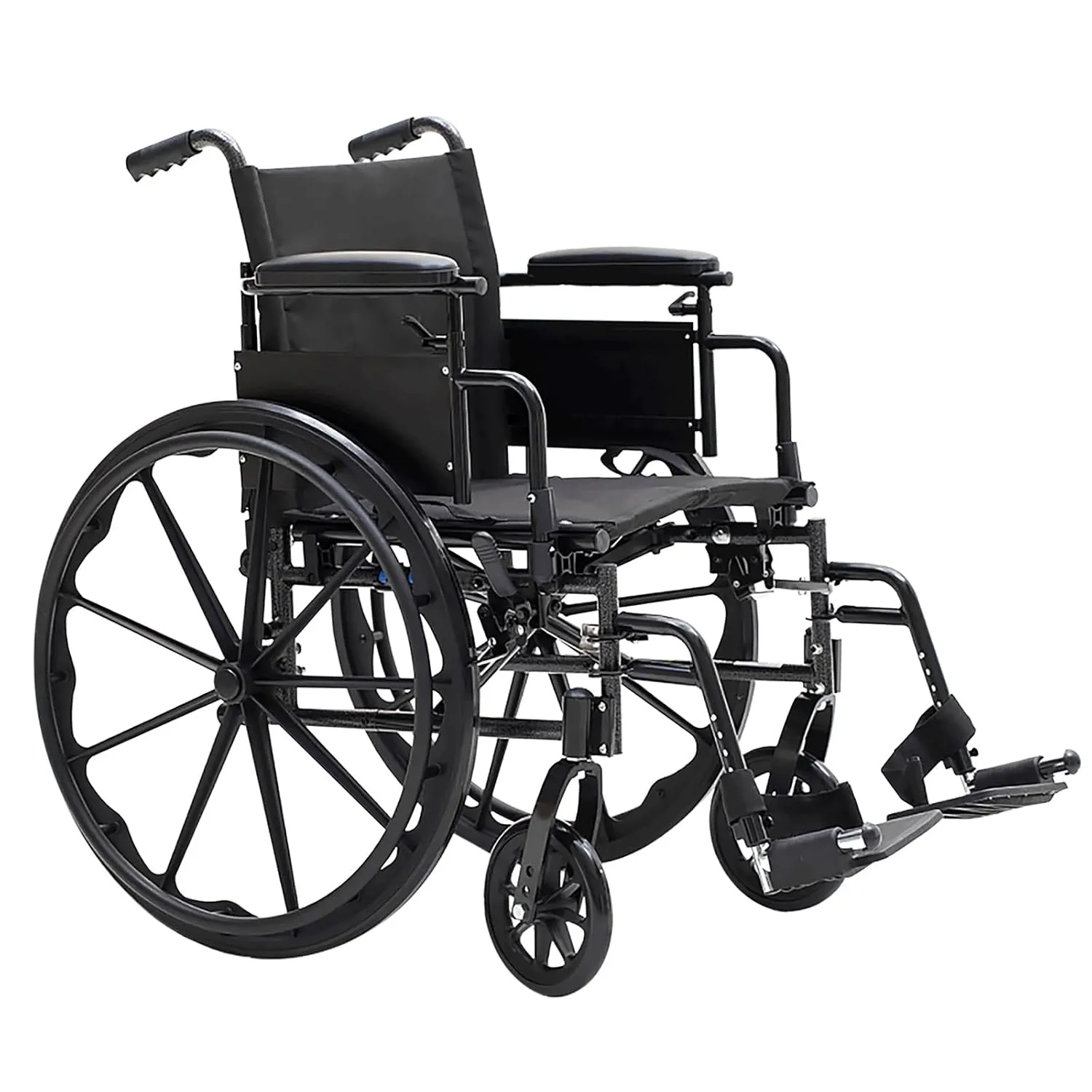 Dynarex DynaRide Series 4 X-Lite Wheelchair with Foot Rest, Black Nylon Upholstery, and Weight Capacity of 300 Pounds, Silver Frame, 1 DynaRide Series 4 X-Lite Wheelchair with Foot Rest