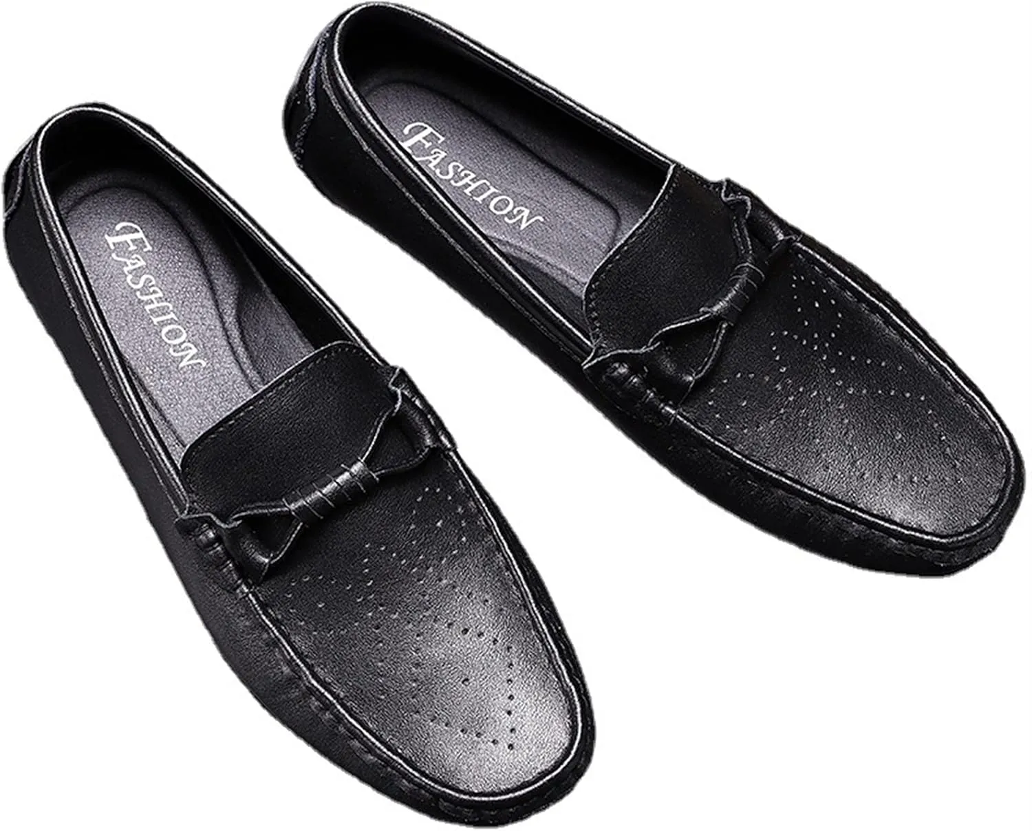 Easy to Put and Remove Loafer Shoes for Men Rope Tie Brogue Round Toe Genuine Leather Breathable Resistant Soft Flat Heel Driving Slip On for All Occasions
