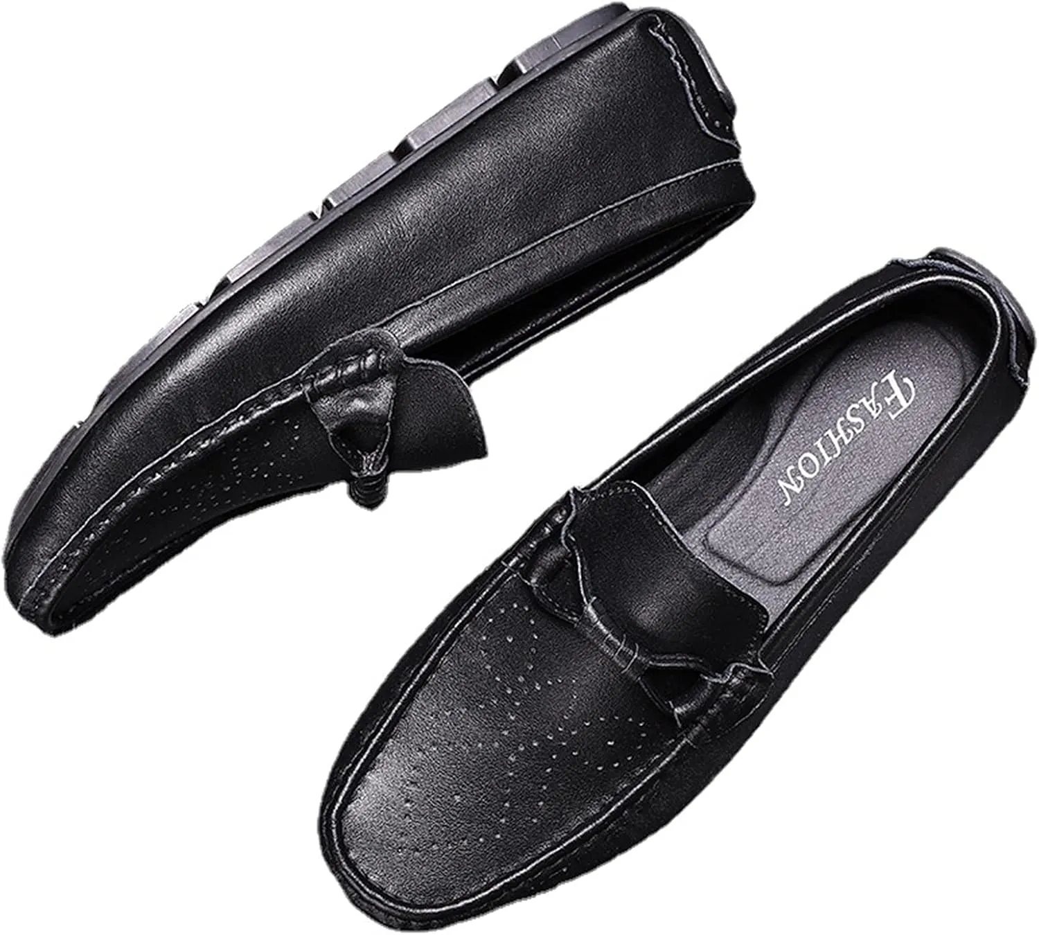 Easy to Put and Remove Loafer Shoes for Men Rope Tie Brogue Round Toe Genuine Leather Breathable Resistant Soft Flat Heel Driving Slip On for All Occasions