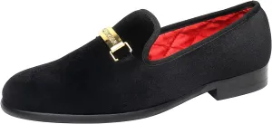 ELANROMAN Men's Loafers Gold Buckle Fashion Handmade Wedding Party Prom Shoes