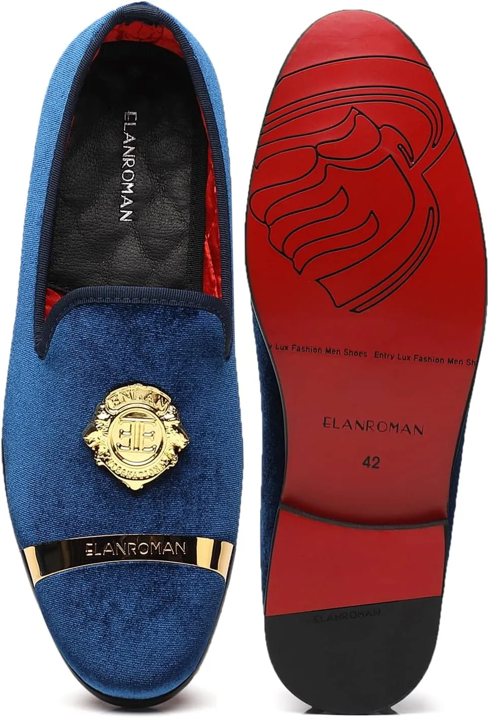 ELANROMAN Men's Velvet Loafers Dress Fashion Wedding Party Prom Shoes