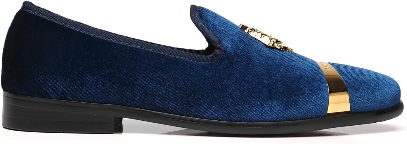 ELANROMAN Men's Velvet Loafers Dress Fashion Wedding Party Prom Shoes