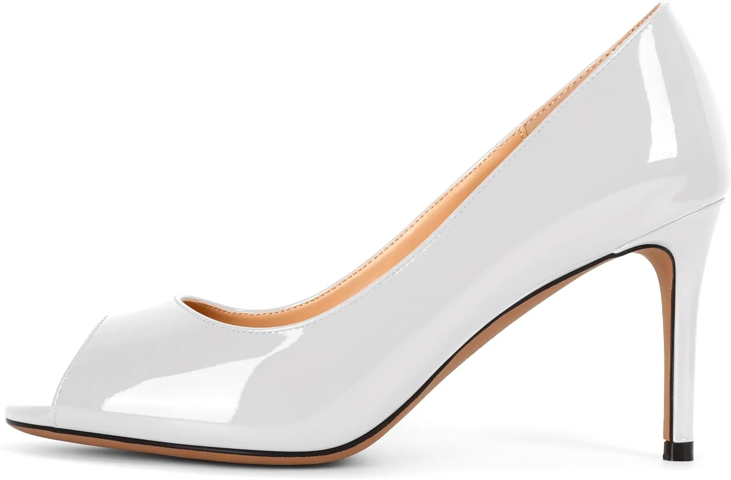 Eldof Women Peep Toe Pumps Mid-Heel Pumps Formal Wedding Bridal Classic Heel Open Toe Stiletto