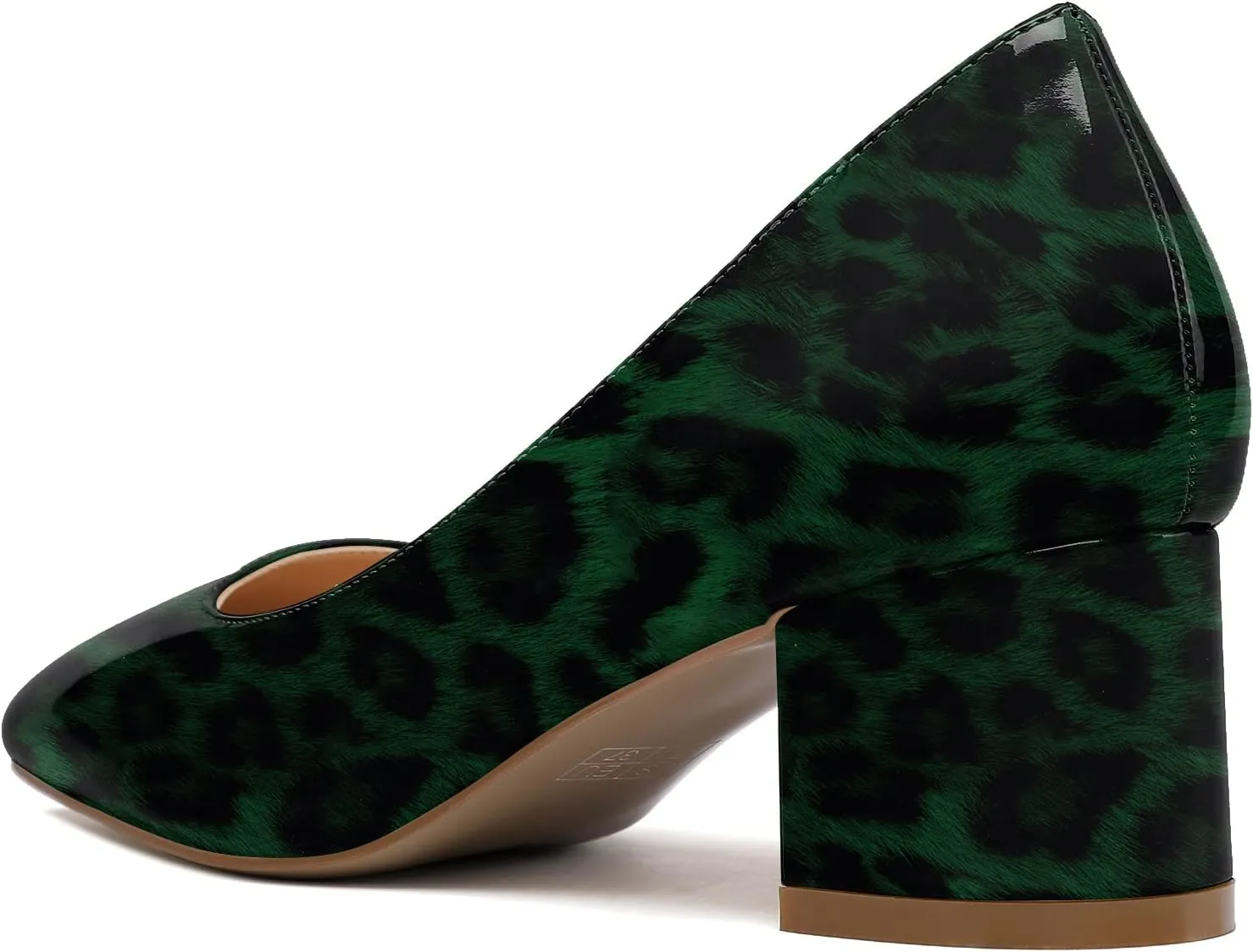 Eldof Women's Square Toe Mid Chunky Block Heel 2 Inch Pumps Slip On Elegant Block Heel Dress Shoes