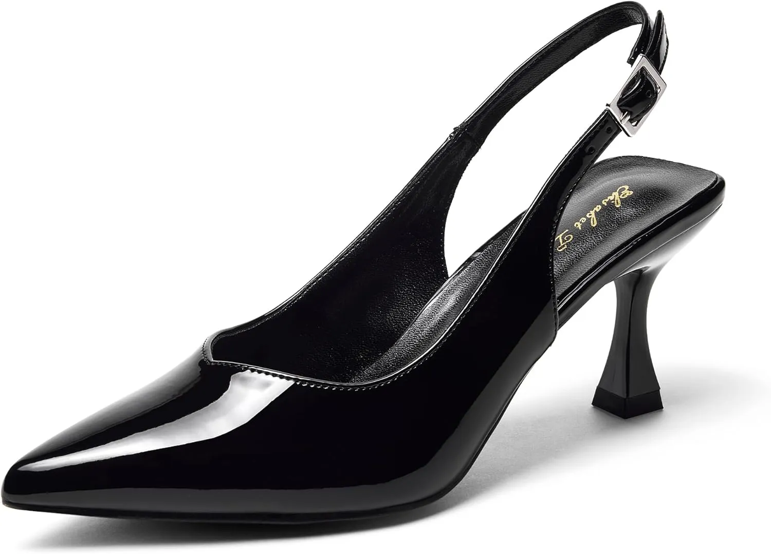 Elisabet Tang Women's Kitten Heel Slingback Low Pumps 3 Inches Stiletto Pointed Closed Toe Elegant Dressy Bridal Wedding Party Shoes