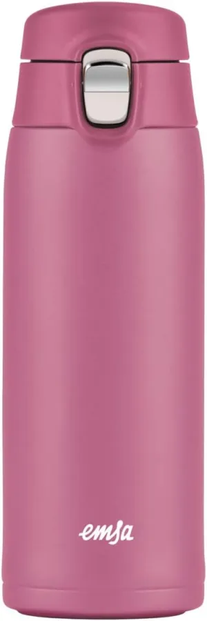 Emsa N2151100 Travel Mug Light Thermo/Insulated Stainless Steel 0.4 litres Hot 6 Hours Cold 12 Hours BPA 100% Leak-Proof Dishwasher Safe Flip Closure System Pink