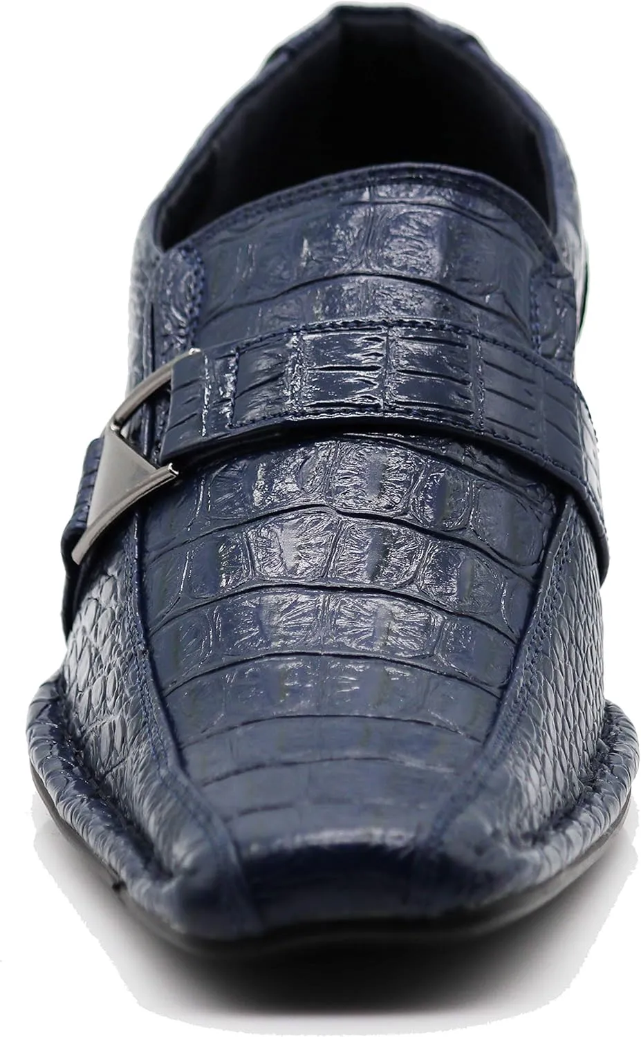 Enzo Romeo Santcro Men's Dress Crocodile Print Loafers Elastic Slip on with Buckle Fashion Shoes Runs Half Size Big