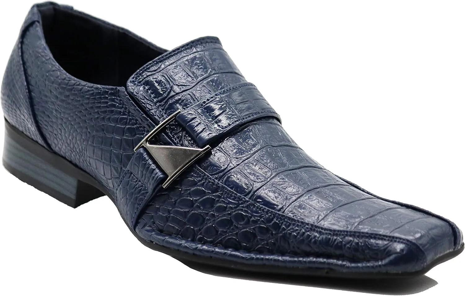 Enzo Romeo Santcro Men's Dress Crocodile Print Loafers Elastic Slip on with Buckle Fashion Shoes Runs Half Size Big