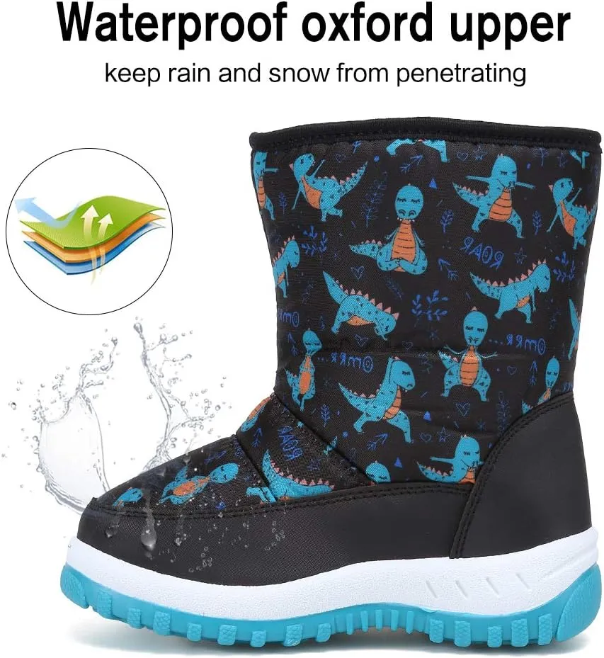 EQUICK Boys Girls Winter Boots Waterproof Lightweight Kid Snow Boots with Fur Outdoor (Toddler/Little Kid/Big Kid)