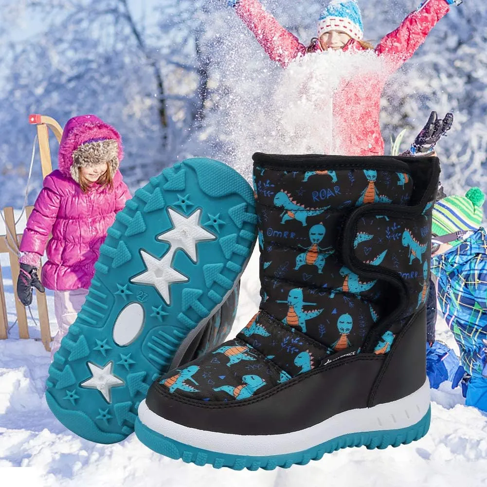 EQUICK Boys Girls Winter Boots Waterproof Lightweight Kid Snow Boots with Fur Outdoor (Toddler/Little Kid/Big Kid)