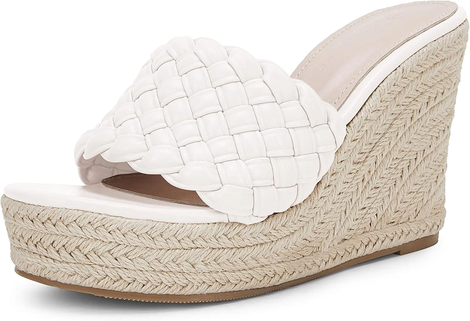 Ermonn Womens Platform Wedge Sandals Espadrilles Braided Open Toe Slip On Summer Mule High Heels
