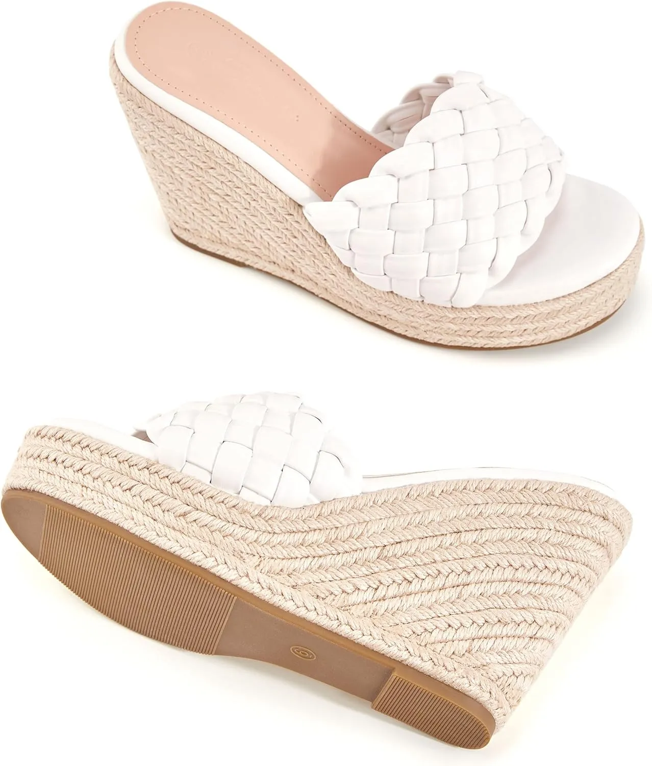 Ermonn Womens Platform Wedge Sandals Espadrilles Braided Open Toe Slip On Summer Mule High Heels