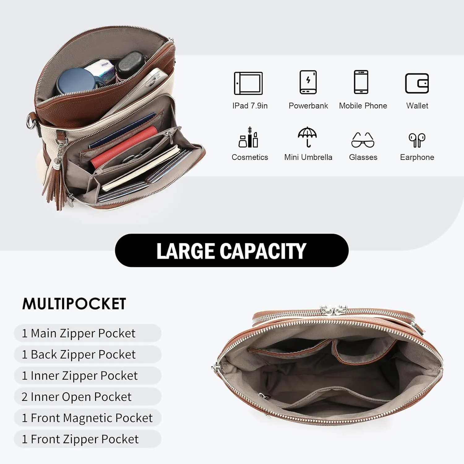 FALAN MULE Crossbody Bags for Women Trendy Soft Leather Hobo Purses Shoulder Handbags With Tassel