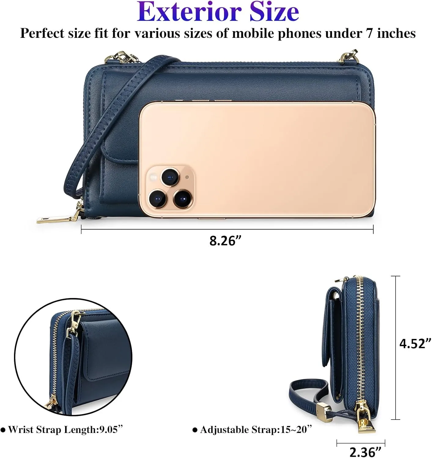 FALAN MULE RFID Womens Wallet Purse Wristlet PU Leather Crossbody Clutch with 2 Straps