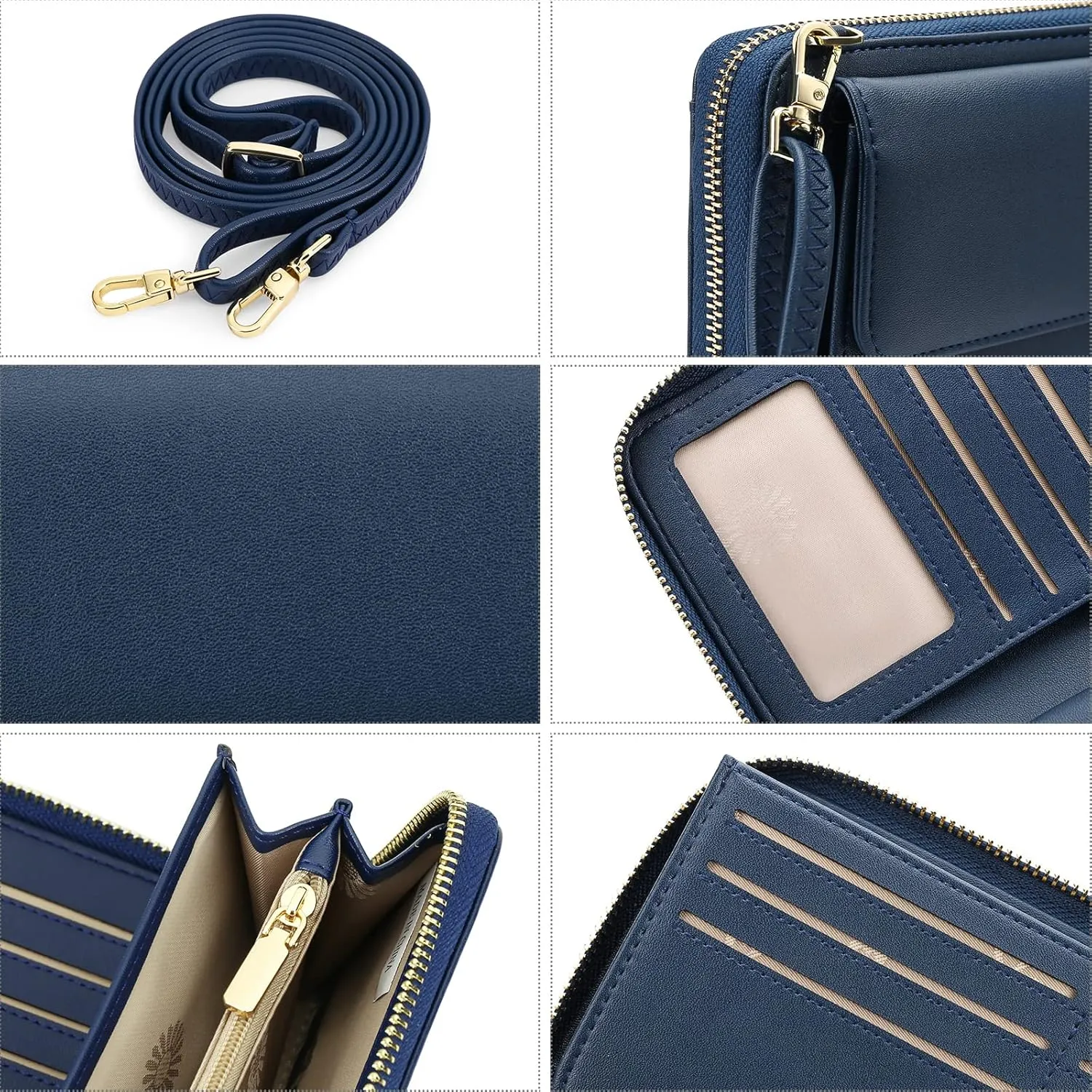 FALAN MULE RFID Womens Wallet Purse Wristlet PU Leather Crossbody Clutch with 2 Straps