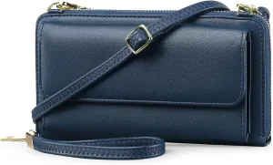 FALAN MULE RFID Womens Wallet Purse Wristlet PU Leather Crossbody Clutch with 2 Straps