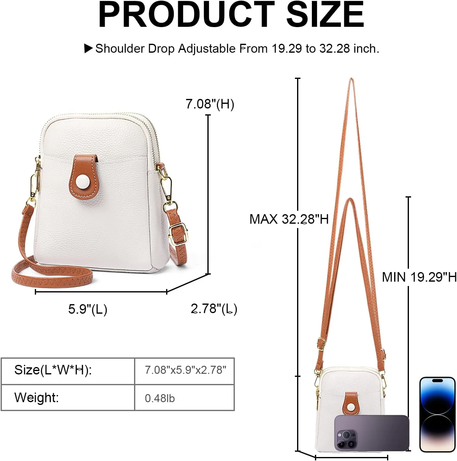 FALAN MULE Small Crossbody Bags for Women,Leather Trendy Cell Phone Bag Wallet Purses with Adjustable Strap