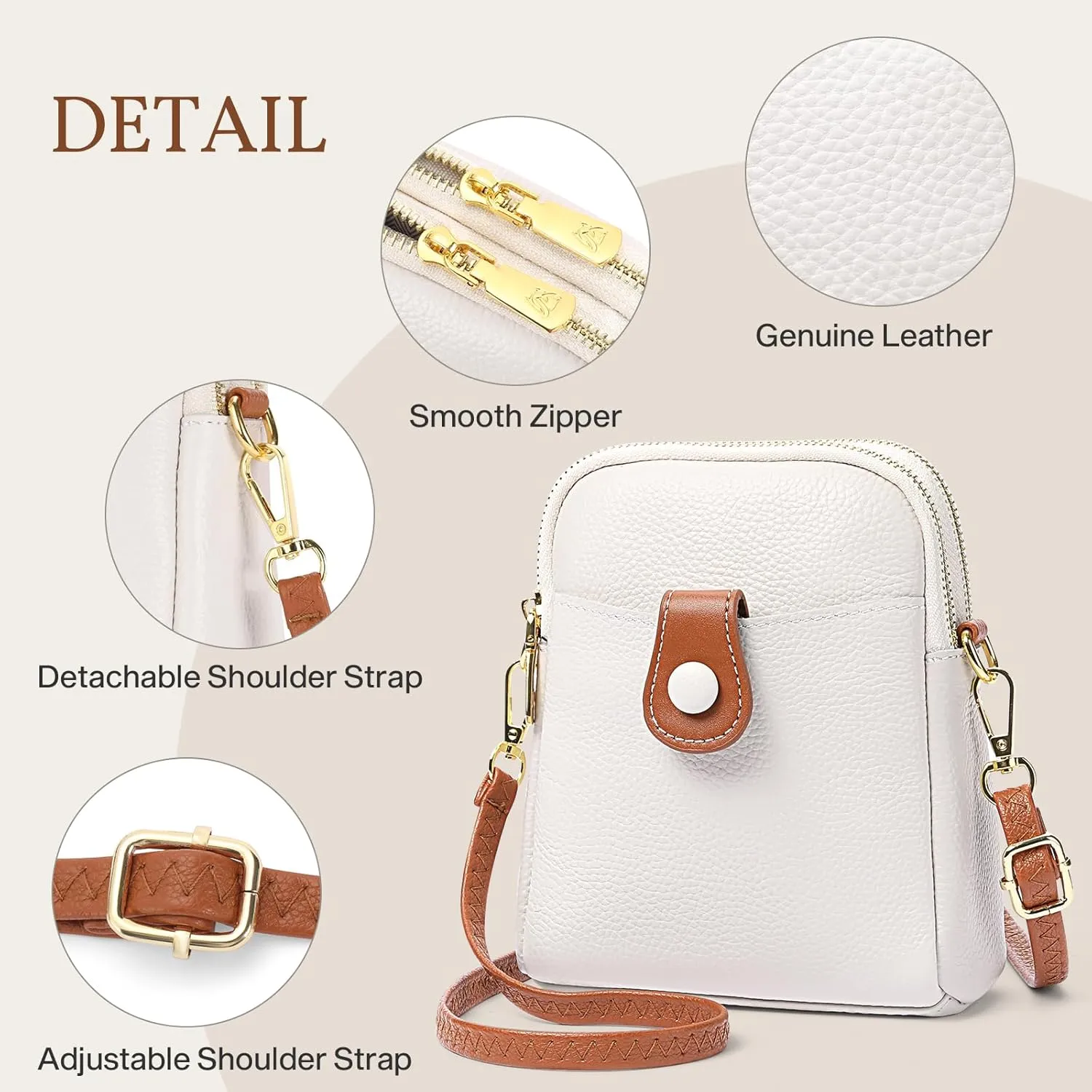 FALAN MULE Small Crossbody Bags for Women,Leather Trendy Cell Phone Bag Wallet Purses with Adjustable Strap
