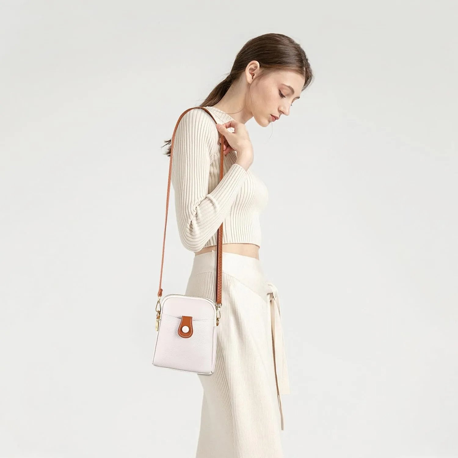 FALAN MULE Small Crossbody Bags for Women,Leather Trendy Cell Phone Bag Wallet Purses with Adjustable Strap