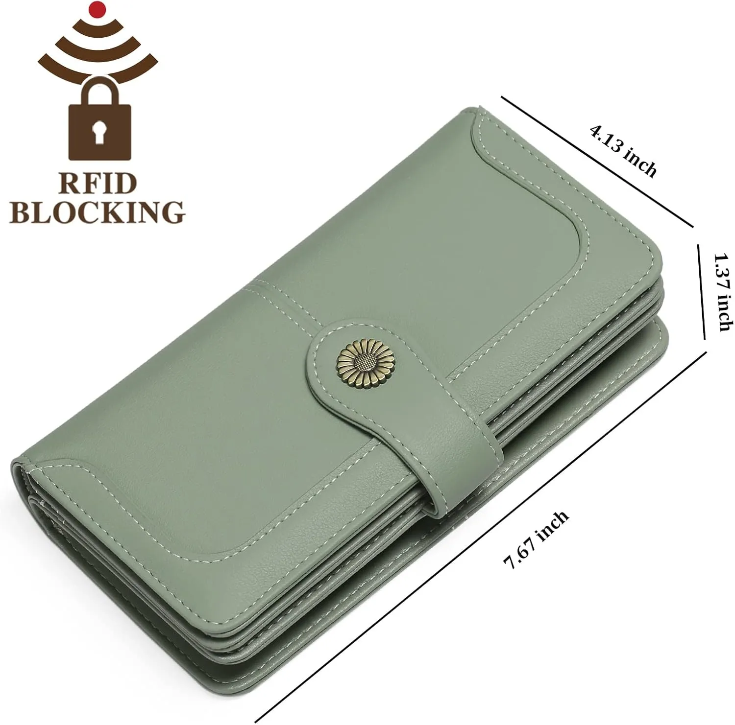 FALAN MULE Women Genuine Leather Wallet Large Capacity Bifold RFID Blocking Card Holder with Zipper Coin Pocket
