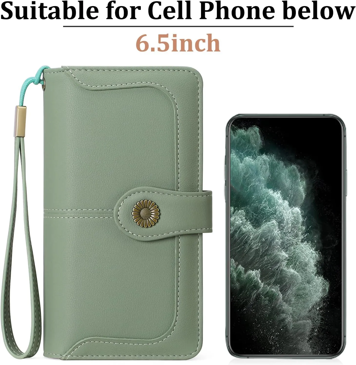 FALAN MULE Women Genuine Leather Wallet Large Capacity Bifold RFID Blocking Card Holder with Zipper Coin Pocket